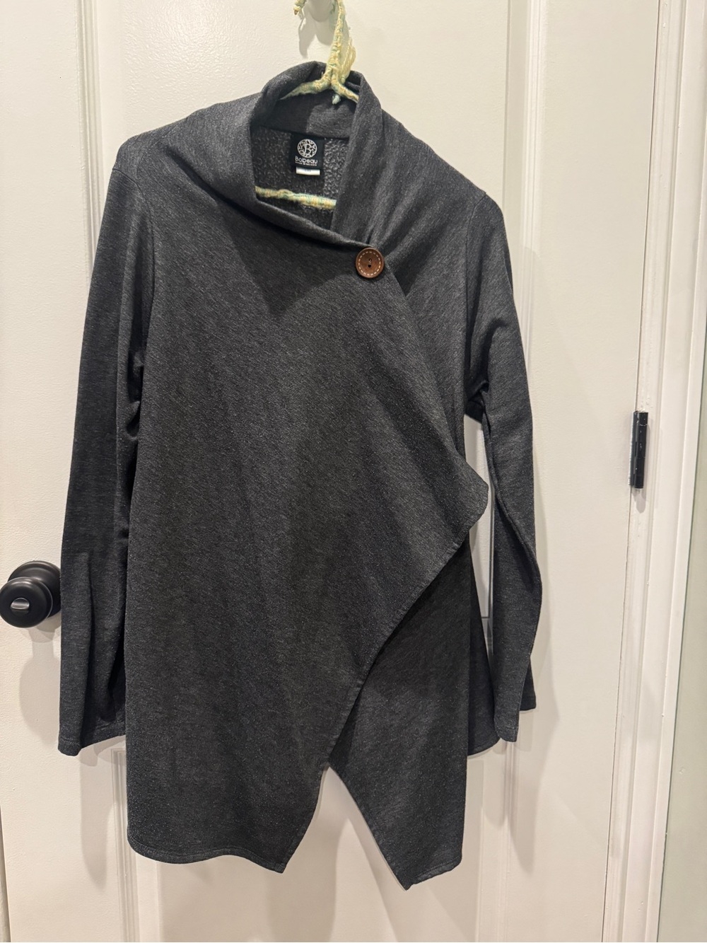bobeau Charcoal Gray Button-Front Wrap Jacket